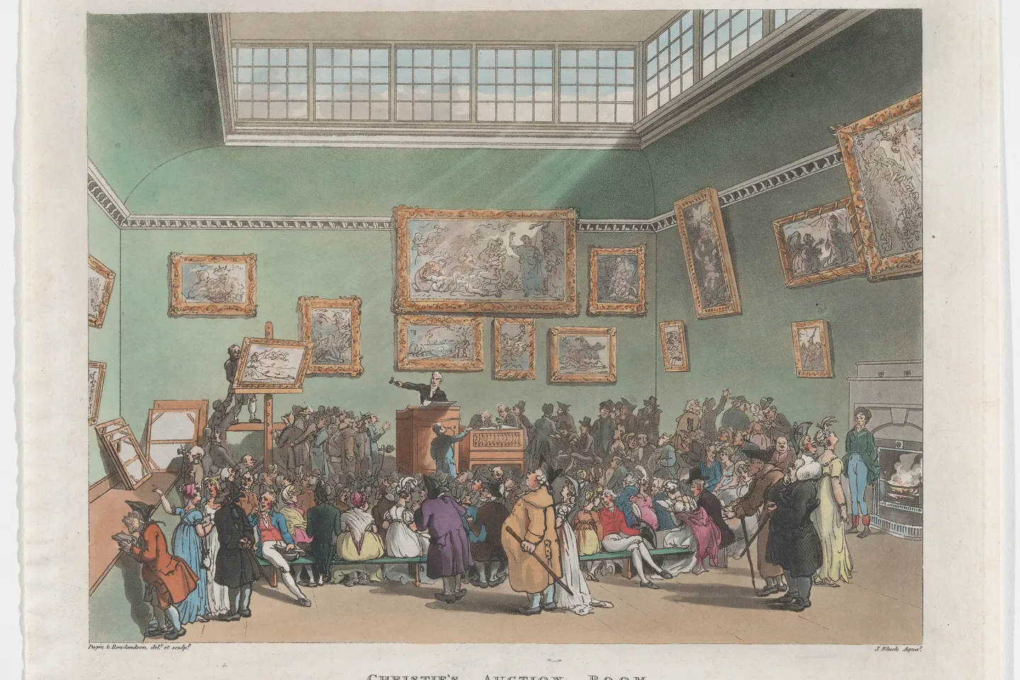 Christie's Auction Rooms, aquatint by Rowlandson and Pugin, c. 1808