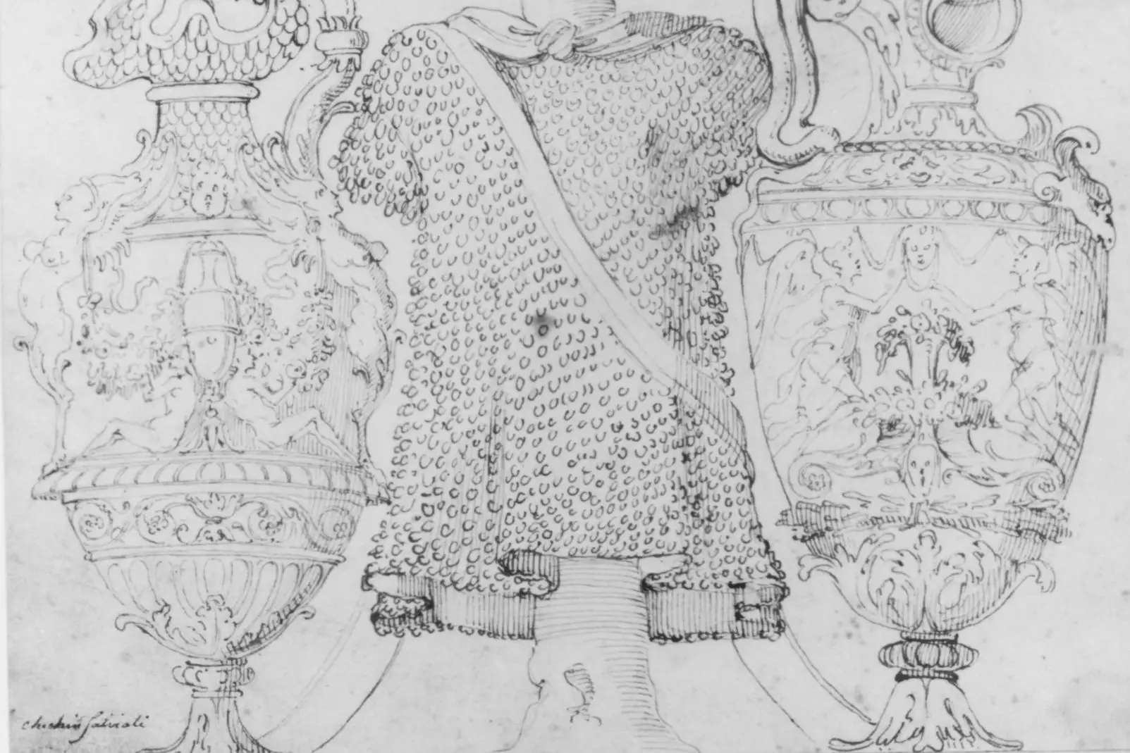 Cropped - Ornamental Design with Amphore and Antique Style Armor