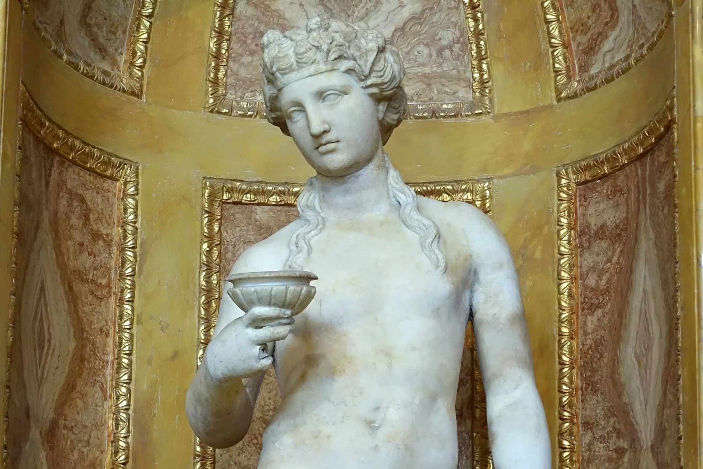 Cropped - Dionysus, Roman, Hadrianic period, 117-138 AD, after a type attributed to Praxiteles, c. 350 BC, marble - Galleria Borghese - Rome, Italy - DSC04738