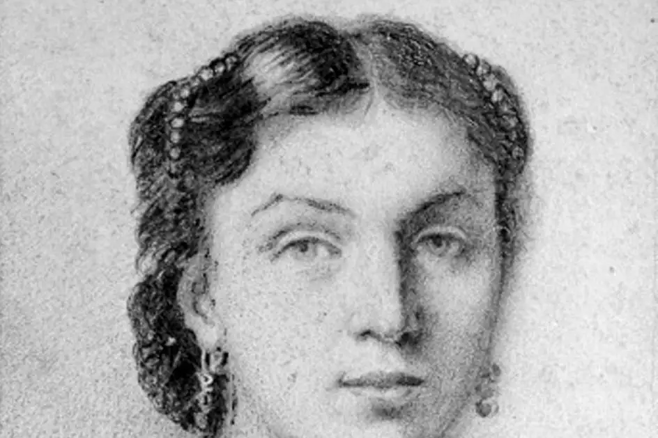 Cropped - Alexandrine Dureux. by Jules-Élie Delaunay (ca. 1865), graphite, 16.1 x 12.5 cm., Gustave Moreau Museum
