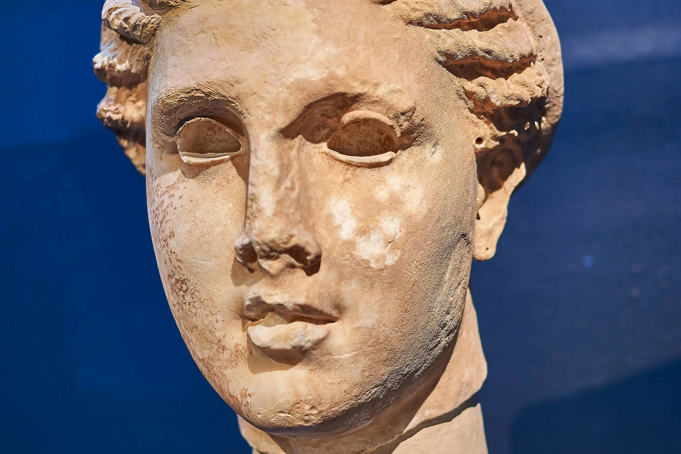 Cropped - Head of Artemis (2nd cent. B.C.) at the National Archaeological Museum of Athens on October 6, 2021