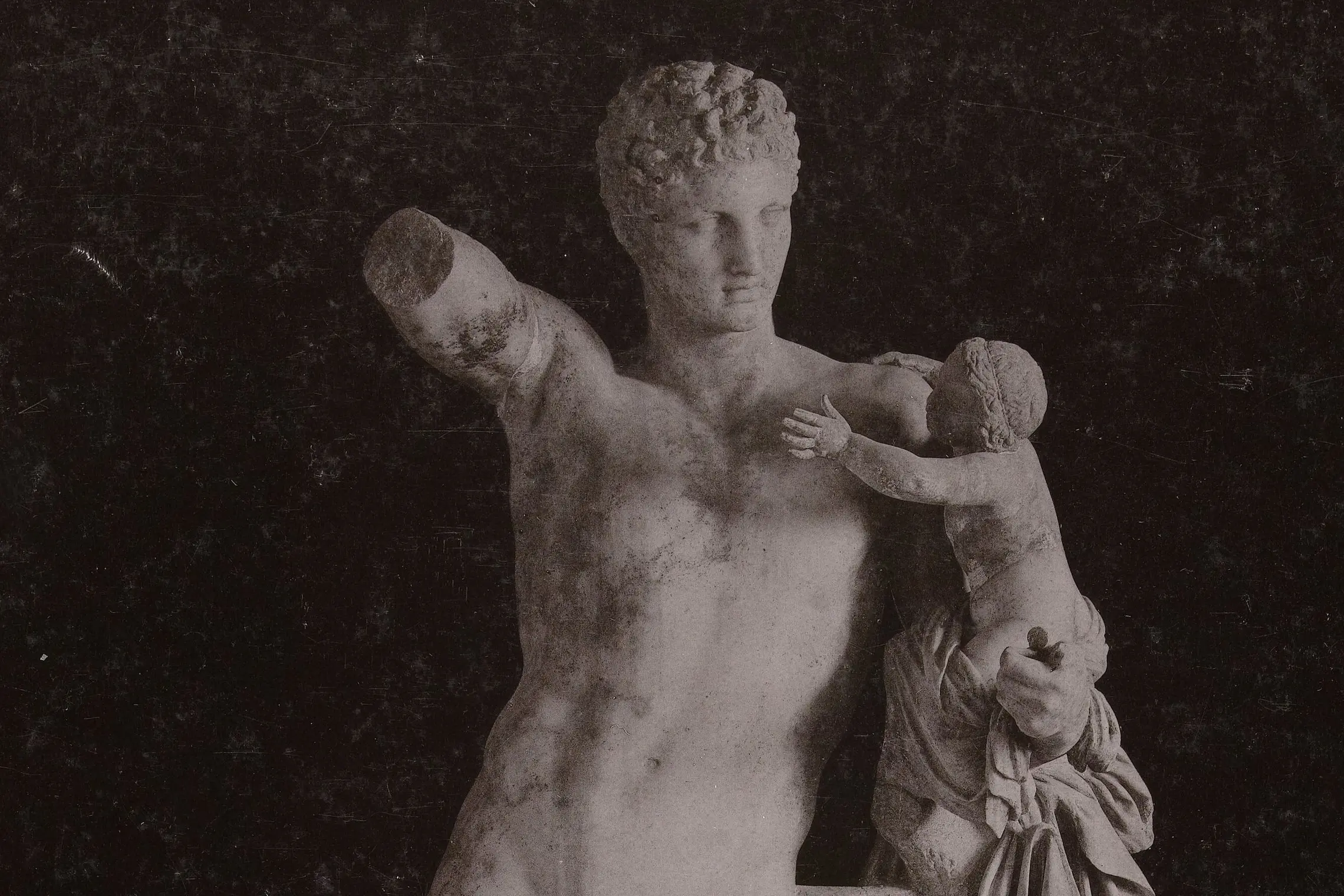 Cropped - Beeld van Hermes in Olympia G 53. De Hermes van Praxiteles (Hermes Bacchophore). Olympia. (titel op object) Griekenland (serietitel), RP-F-1997-31-53