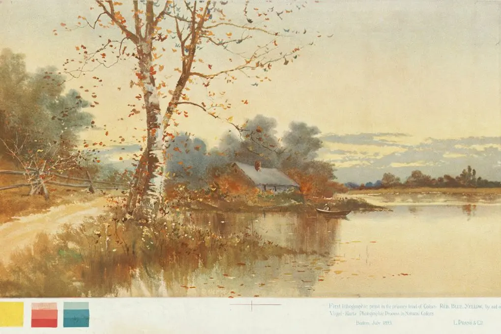 Cropped - First lithographic print in the primary triad of colors by Boston Public Library
