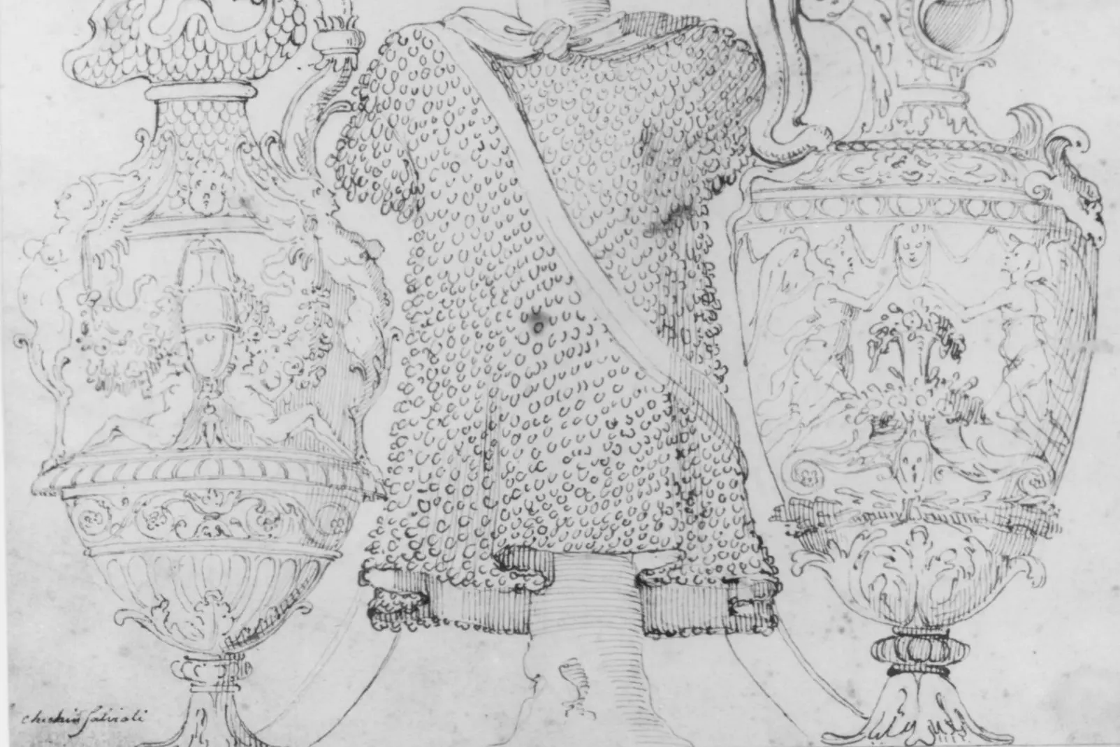 Cropped - Ornamental Design with Amphore and Antique Style Armor