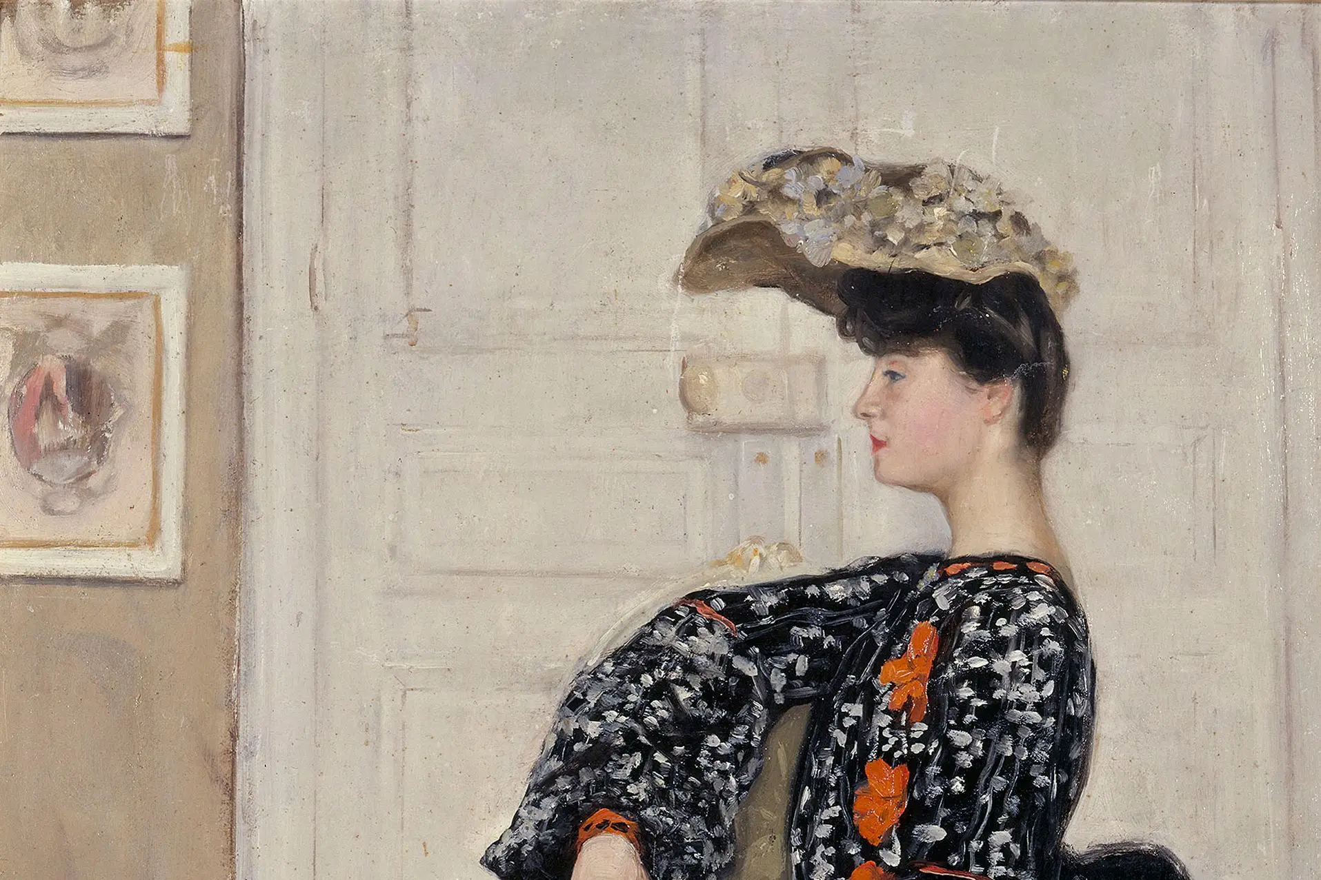 Cropped - Portrait de femme en robe mouchetée Portrait of a woman in a speckled dress
