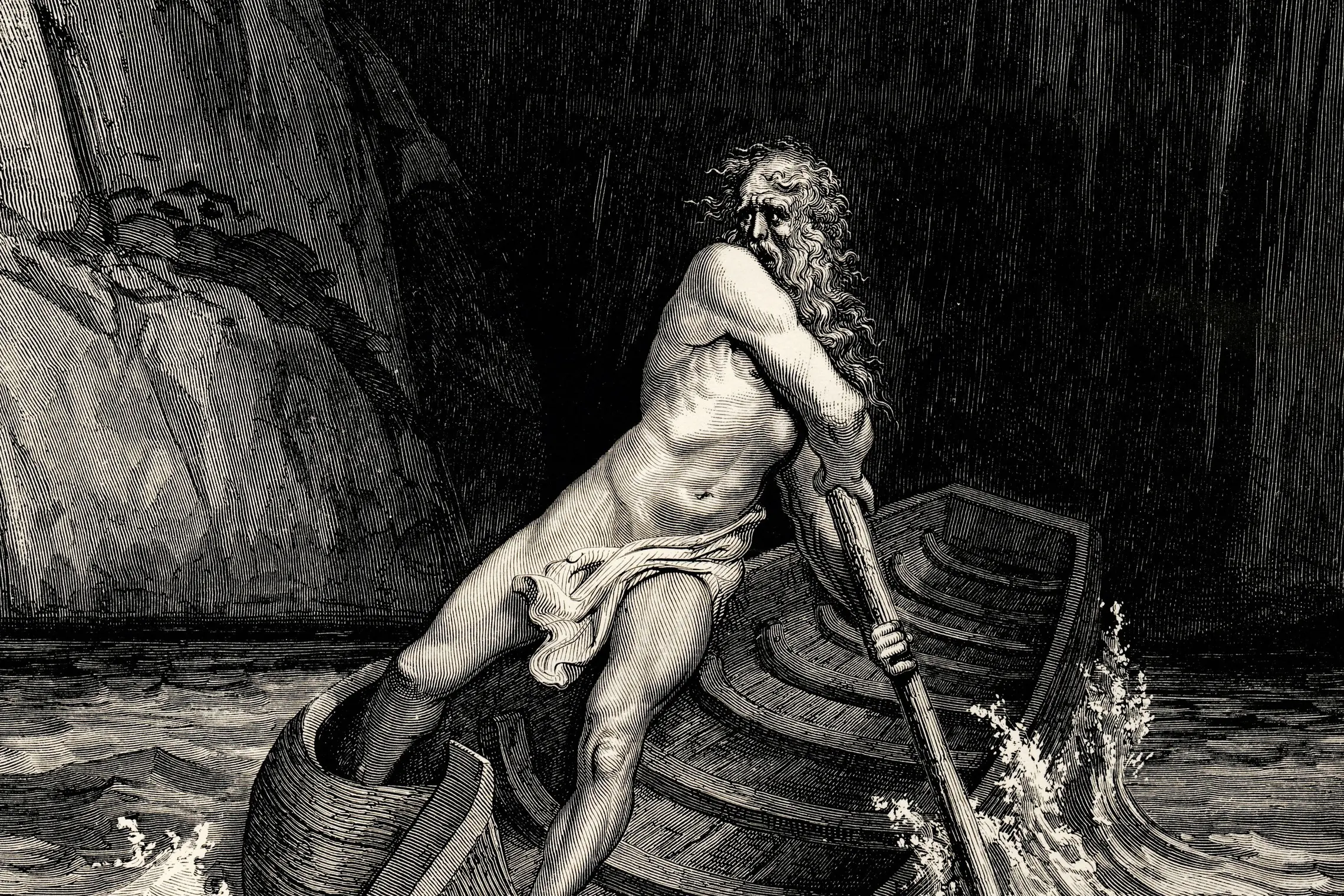 Cropped - Gustave Doré - Dante Alighieri - Inferno - Plate 9 (Canto III - Charon)