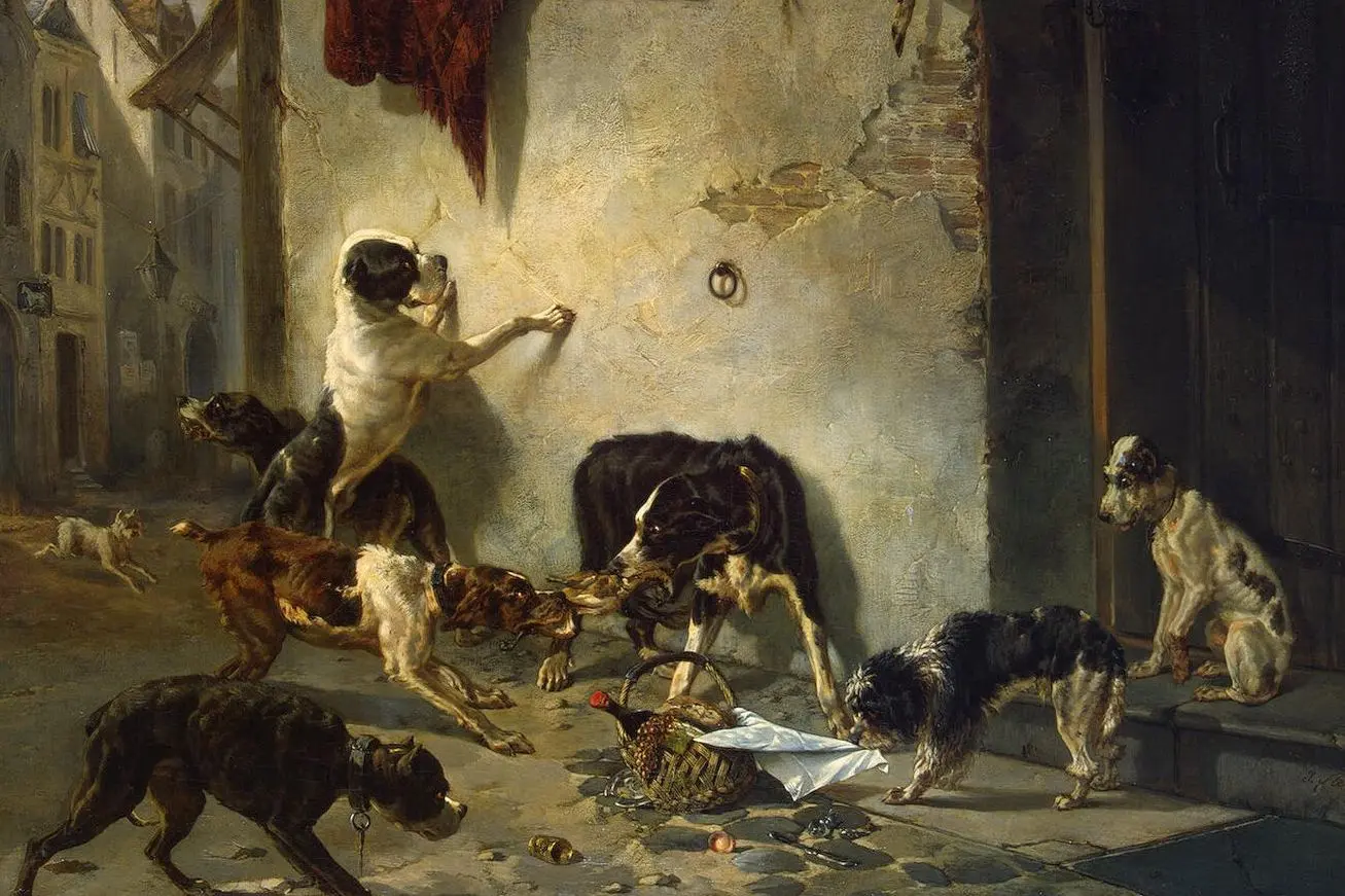 Cropped - Dog Carrying Dinner to its Master (Fable by La Fontaine)