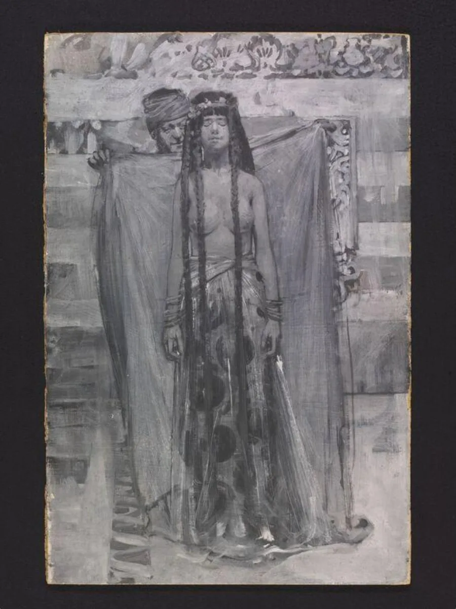 The Merchant Uncovered Her Face: an illustration for The Story of Gulnare of the Sea