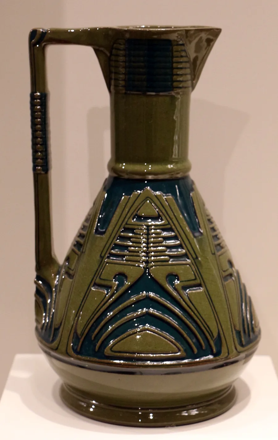 Max lauger per tonwerke kander, brocca in terracotta smaltata, germania 1900 ca