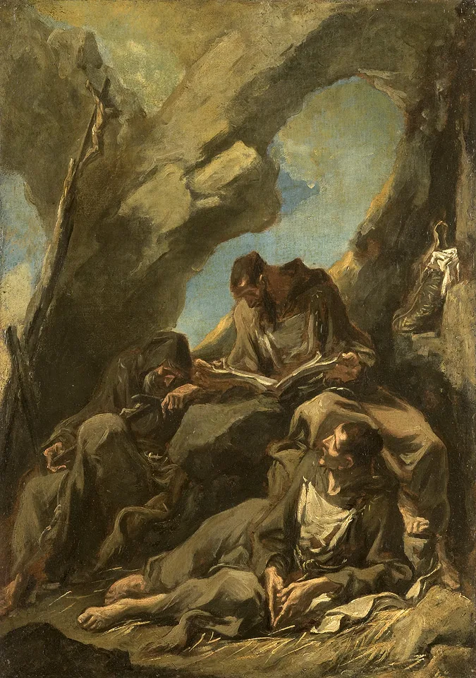 Three Camaldolese monks in prayer by Alessandro Magnasco.