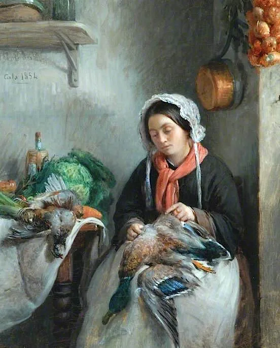 Adolphe-Félix Cals - A Cook Plucking a Wild Duck 1854
