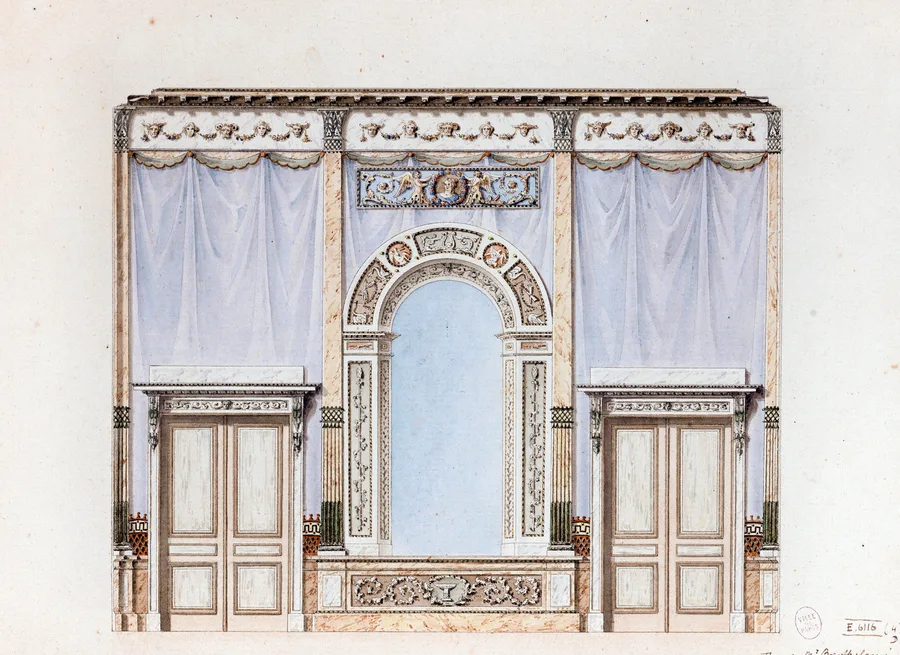 Décoration intérieure d'une pièce de l'hôtel du Maréchal Clarke. D.7250
