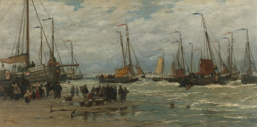 Hendrik-Willem Mesdag's 'Fishing Pinks in Breaking Waves'
