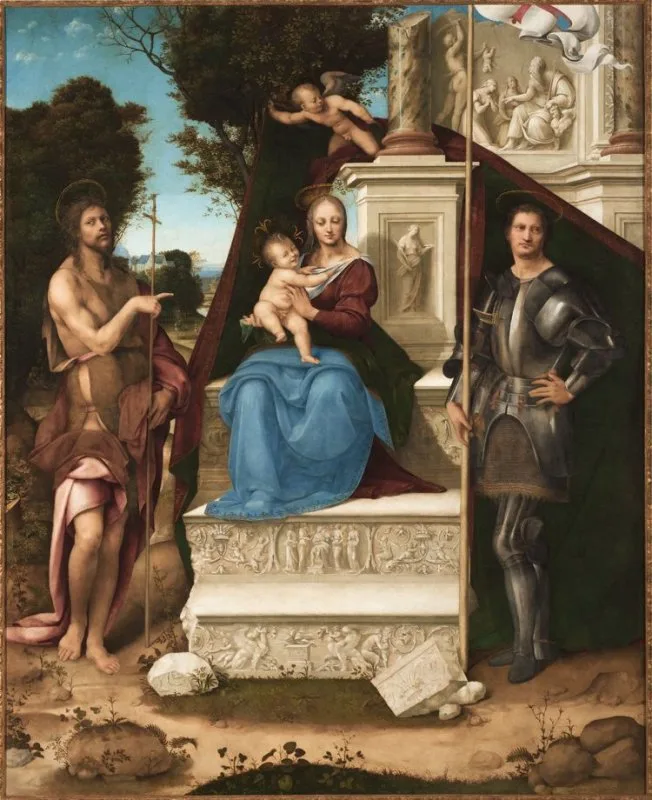Cesare da Sesto - Madonna and Child with Saint John the Baptist and Saint George, ca. 1513–1515