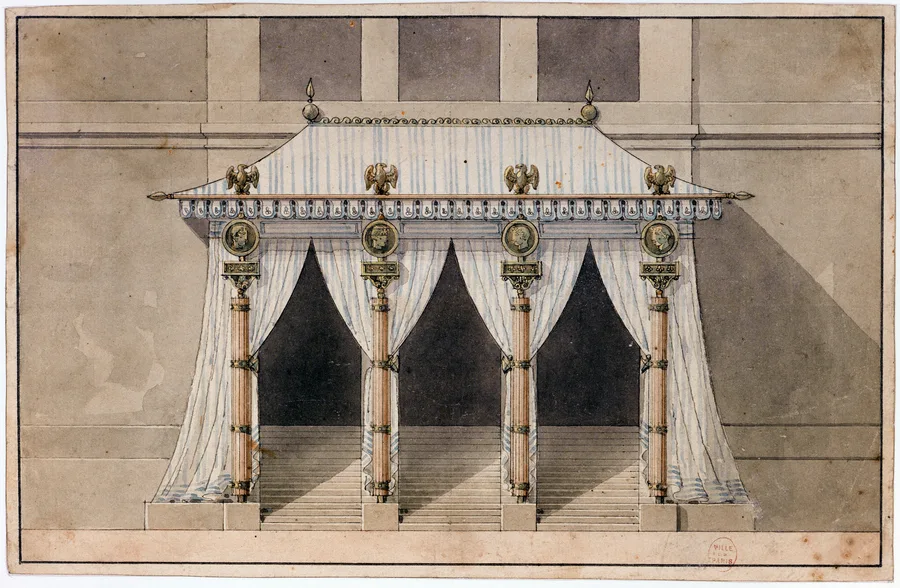 Décoration pour l'entrée de l'hôtel de Clarke, duc de Feltre. Epoque Empire. D.7681