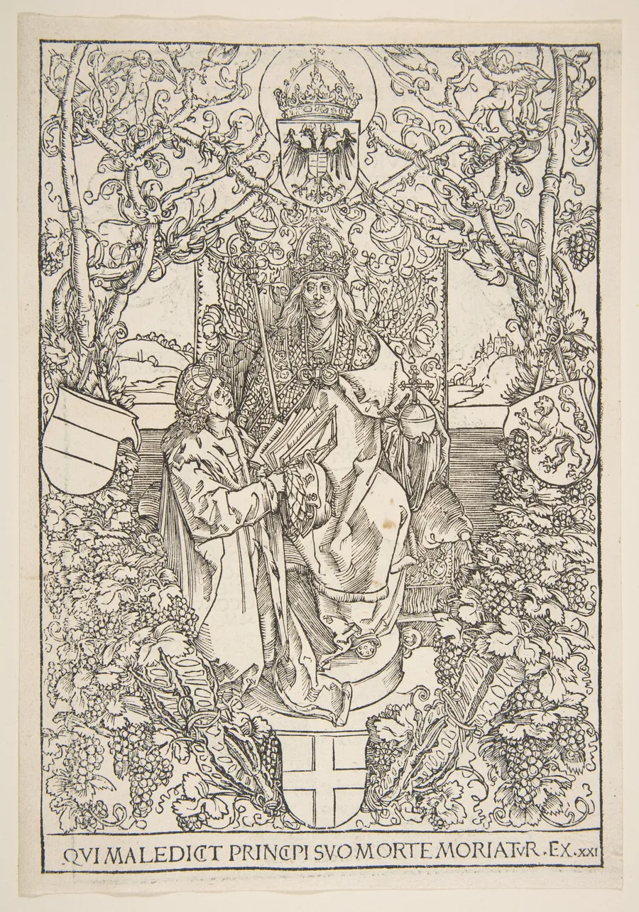 Conrad Celtis Presenting His Book "Quatuor Libri Amorum" to Maximilian I ( from the book)