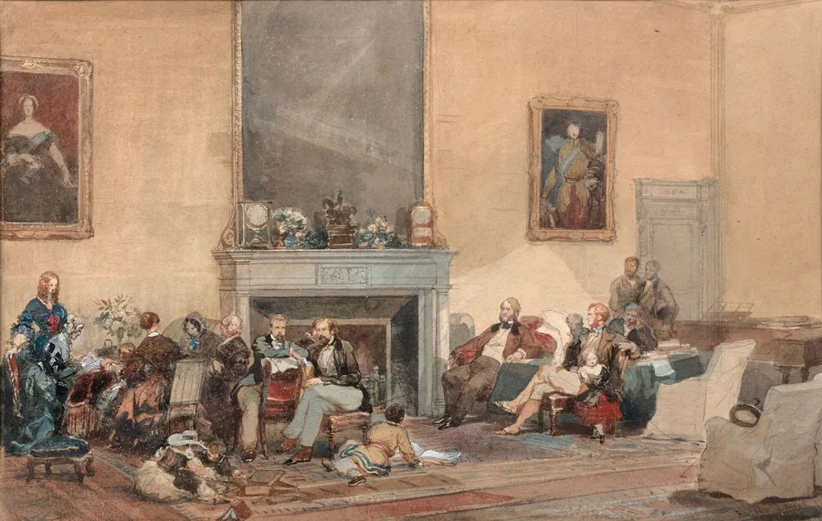 La famille d’Orléans en exil dans le salon de Claremont House