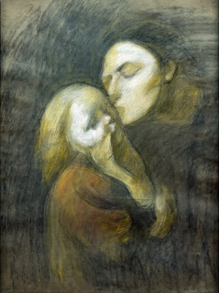 (Albi) Maternité - Eugène Carrière 1892 Pastel et fusain sur papier